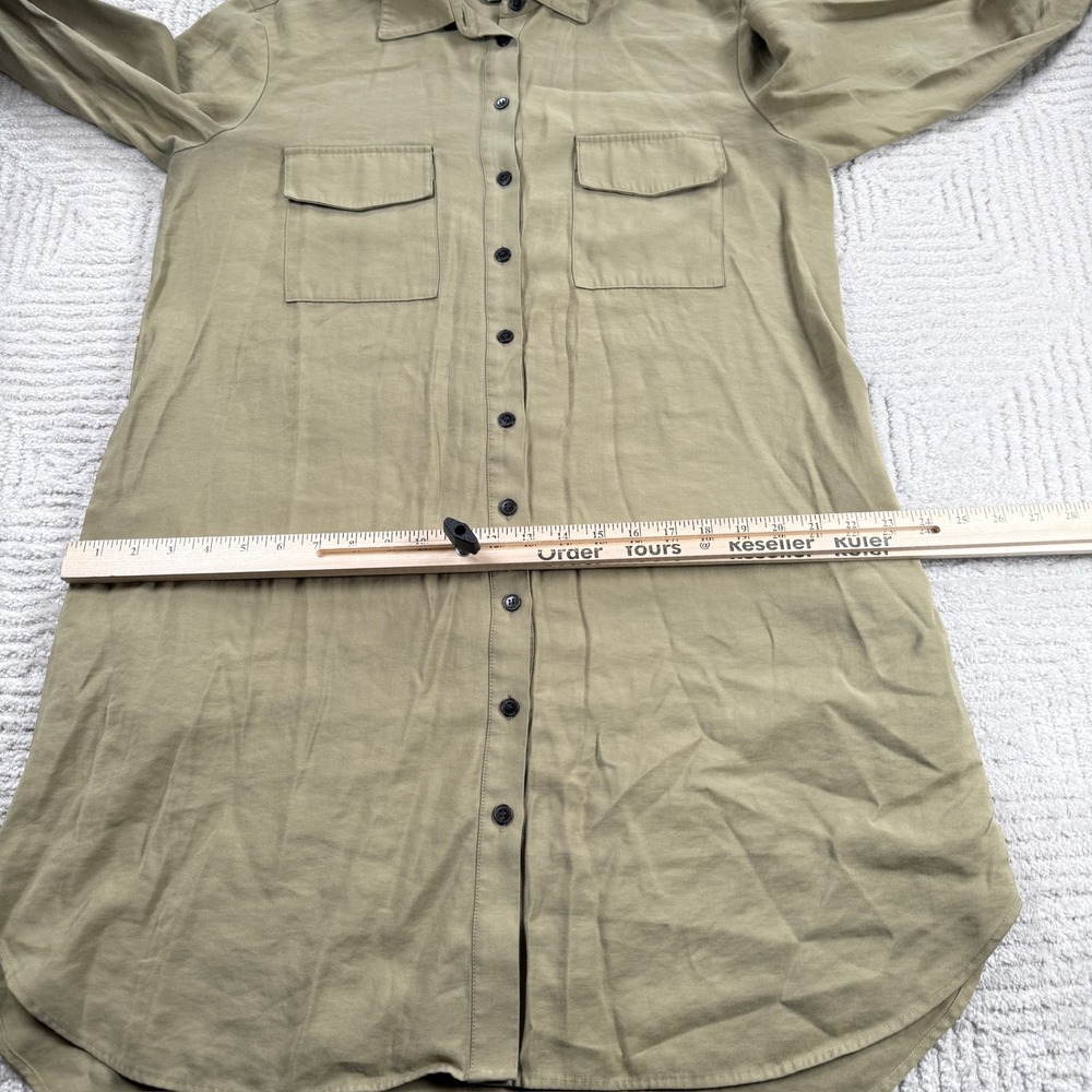 Nordstrom Shirt Dress Womens Medium Olive Khaki Utility Safari Earthy Gorpcore - Picture 10 of 11